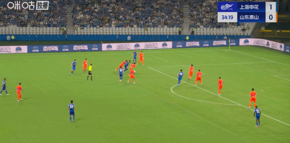 中超半场:汪海健角球破门,卡扎伊双响,申花暂2-2泰山